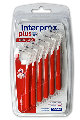 6 x Plus colour rojo Mini Interprox cepillos interdentales cónico 6 manada (6 x 6 unidades manada)