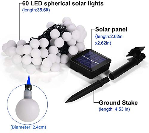 60 LED 10M Cadena Solar de Luces, IP65 Impermeable 8 Modos Luces Decorativas, Guirnalda Luces Exterior Luminosas para Exterior,Interior, Jardines, Casas, Boda, Fiesta de Navidad (multicolor)