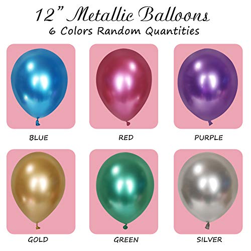 60 Piezas Globos Decoracion Cumpleaños, 12" Globos de Colores Metalizados de Látex para Bodas, Fiestas de Cumpleaños Bodas Aniversario Graduacion Fiesta