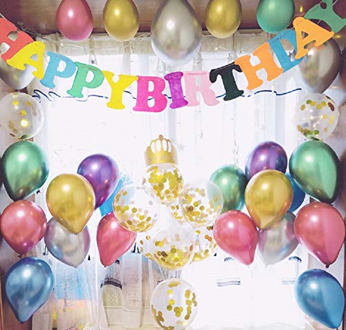 60 Piezas Globos Decoracion Cumpleaños, 12" Globos de Colores Metalizados de Látex para Bodas, Fiestas de Cumpleaños Bodas Aniversario Graduacion Fiesta