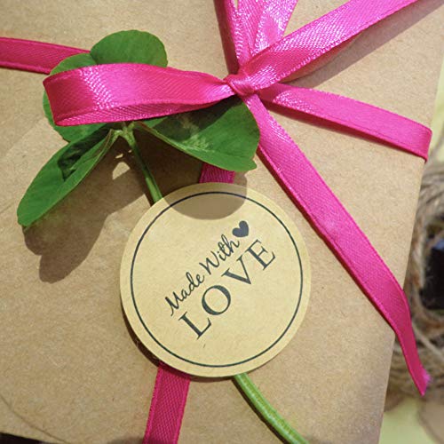 600pcs Etiqueta Adhesiva Pegatina Kraft para Sello Scrapbooking Regalo Bolsa Jabón Recuerdo Boda Fiesta Aniversario Cumpleaños (3.8 * 3.8cm) (Hand made With Love)