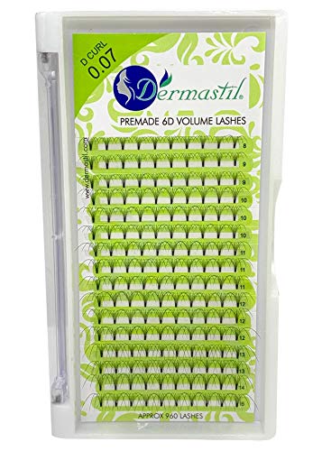 6D pestañas de volumen pre-hechas 6D Premade Ruso Volumen Extensiones de Pestañas. Espesor Rizos D Curl Espesor 0,07 mm- Pestañas postizas- Longitudes disponibles: 8 mm a 15 mm-16 filas (12 mm)
