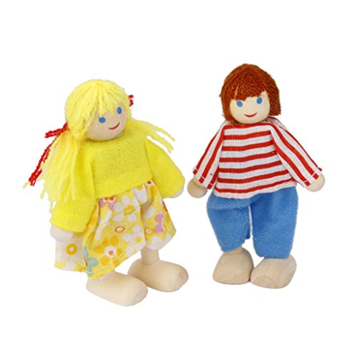 6Pcs Muñecas de Madera Miembros de Familia Artesanal Juguete Regalo para Niños Bebé