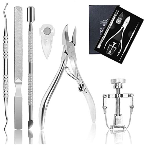 6pcs / Set De Pedicura Vello Interno Kit De Herramientas De Vello Interno Clippers Corrección De Retirada De Cirugía Del Grado Profesional Uña Del Dedo Del Pie De Lima De Uñas Y Levantador