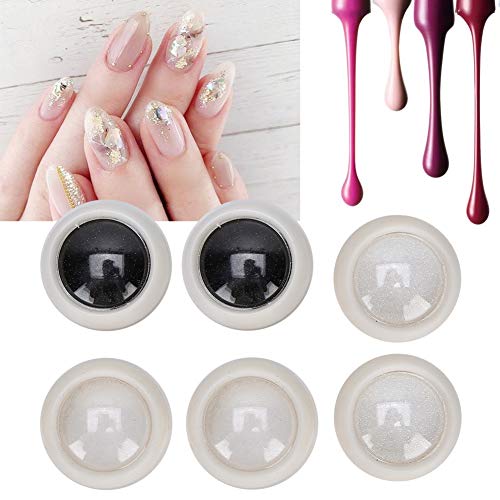 6pcs Starlight Nail Powder, Cromo Madreperla Polvo Brillo de uñas Pigmento Arco iris Color neón Manicura de larga duración Consejos para decoración de uñas Polvo de esmalte de gel para decoración, Bri