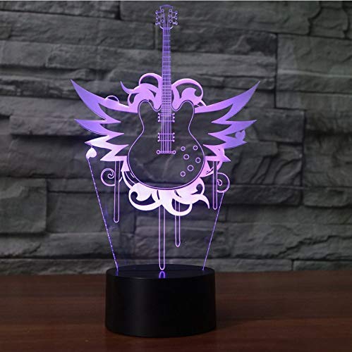 7 Cambio De Color Guitarra Creativa Con Lámpara De Escritorio De Moldura De Ala 3D Ambiente De Atmósfera Decoración Accesorio De Luz Interruptor Táctil Moda Luz Nocturna