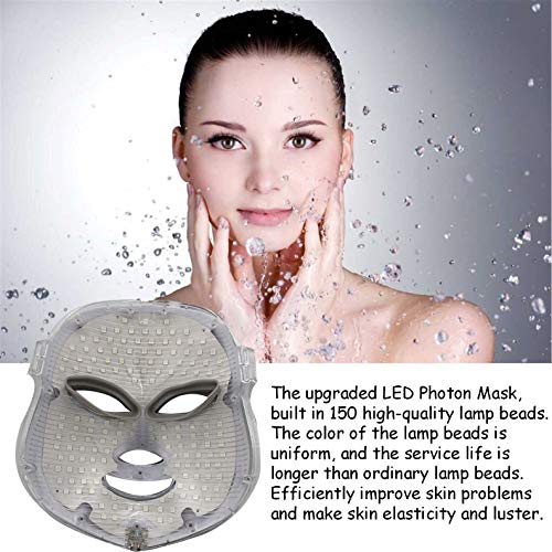 7 Color Fotón LED Mascarilla Eléctrica Therapy LED Máscara de la Rejuvenecimiento Belleza Facial Antienvejecimiento Piel Sana, Anti Envejecimiento, Arrugas,Colágeno, Cicatrización (color dorado)