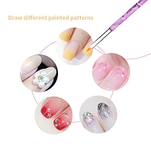7 Pinceles Pintauñas UV Gel parara Decorar Uñas Nail Art Decoration, Molde de Uñas Reutilizables y Pinceles para Uñas para Extender las Uñas y Manicuras