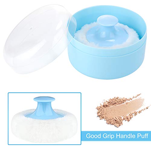 7 Reemplazos de Aplicador de Polvo de Bebé y 1 Caja de Polvo Contenedor de Polvo Esponjoso de Vellosidad Después de Baño con Soporte de Mano para Cuidado Facial Coropal de Bebé