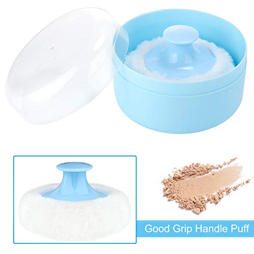 7 Reemplazos de Aplicador de Polvo de Bebé y 1 Caja de Polvo Contenedor de Polvo Esponjoso de Vellosidad Después de Baño con Soporte de Mano para Cuidado Facial Coropal de Bebé
