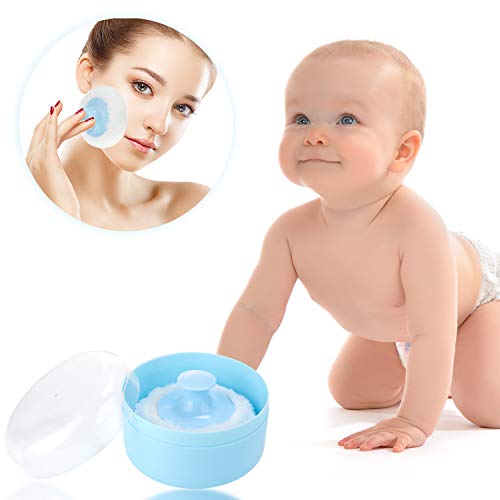 7 Reemplazos de Aplicador de Polvo de Bebé y 1 Caja de Polvo Contenedor de Polvo Esponjoso de Vellosidad Después de Baño con Soporte de Mano para Cuidado Facial Coropal de Bebé