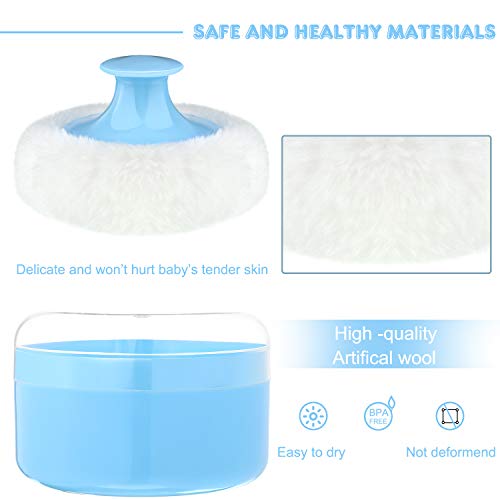 7 Reemplazos de Aplicador de Polvo de Bebé y 1 Caja de Polvo Contenedor de Polvo Esponjoso de Vellosidad Después de Baño con Soporte de Mano para Cuidado Facial Coropal de Bebé