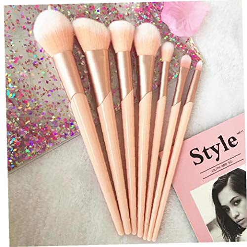 7pcs / Set Favorable Del Maquillaje Kit De Los Cepillos Cosméticos Fundación Mezcla Cepillo Blush Fibra Sintética De Cerdas De Cepillo Del Maquillaje Del Kit Con Cuero De La Pu Del Embrague Incluyó