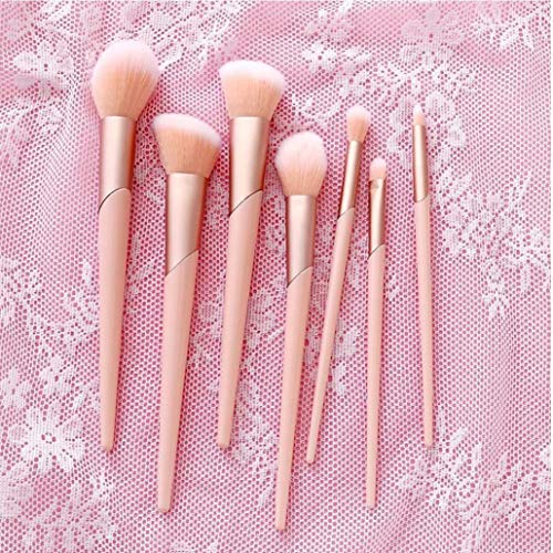 7pcs / Set Favorable Del Maquillaje Kit De Los Cepillos Cosméticos Fundación Mezcla Cepillo Blush Fibra Sintética De Cerdas De Cepillo Del Maquillaje Del Kit Con Cuero De La Pu Del Embrague Incluyó