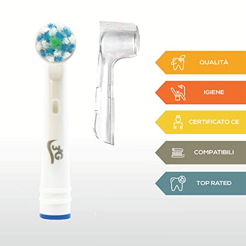 8 Cross Action Cabezal de Recambio Oral-B compatibles 3AG + 8 protección higiénica para cepillo de dientes eléctrico recargables Braun Oral B Sensitive, Professional Care, Vitality, Genius, etc.