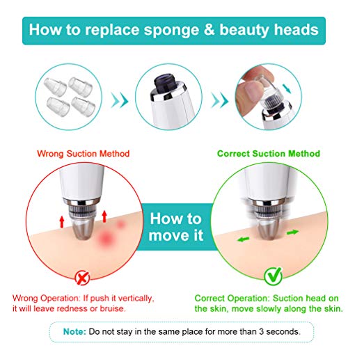 8-In-1 Limpiador de Poros,PRETTY SEE Electrónico Extractor Puntos Negros-Compresa caliente y fría Función,4 cabezas reemplazables kit eliminación,USB Carga