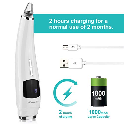 8-In-1 Limpiador de Poros,PRETTY SEE Electrónico Extractor Puntos Negros-Compresa caliente y fría Función,4 cabezas reemplazables kit eliminación,USB Carga