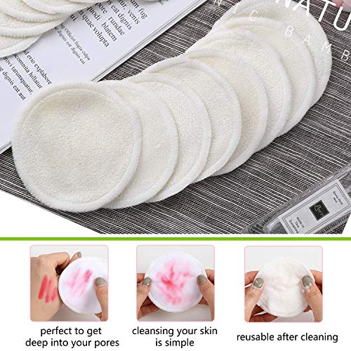 8 Pieza Almohadillas Desmaquillantes Reutilizables Discos De Maquillaje Bambú Algodón, Algodón Orgánico Microfibra Maquillaje Ojos Lavable, Super Suave Absorción Almohadillas De Paño De Lavado