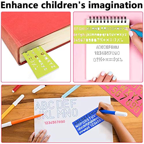 8 Piezas Plantilla de Letras, BESTZY Plantilla de Alfabeto Plantillas de Dibujo de Plástico Conjunto para Niños, Dibujo Plantilla Stencil para Niños Aprender Viaje Regalo