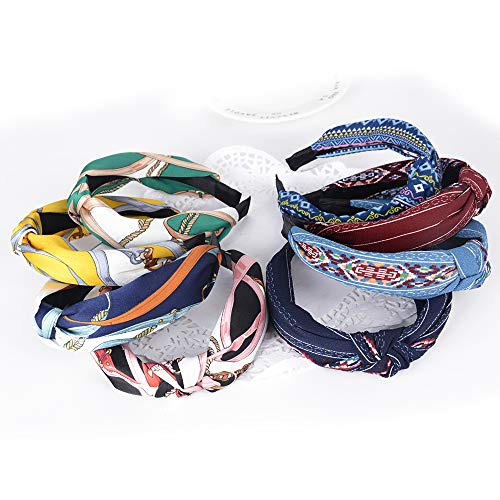 8pcs Diademas Mujer de Pelo Anchas Diadema Nudo Bandas de Pelo para la Cabeza Turbantes para Mujer Diadema Para Mujer Chica Accesorio de Pelo 8 Colores Variados (2 Estilos)