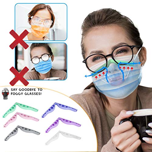 8pcs Puente Nasal antivaho, Accesorio para Evitar Que los anteojos se empañen, Tira de Puente Nasal de Silicona Soporte para mascarilla El Marco de Soporte Interno Aumenta el Espacio para Respirar