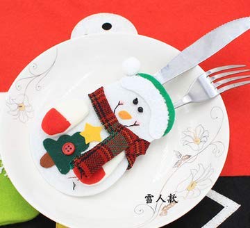 9 PCS Bolsita para cubiertos, tres diseño Papa Noel, Renos, Muñeco de Nieve para Decoración Navidad Cena Mesa
