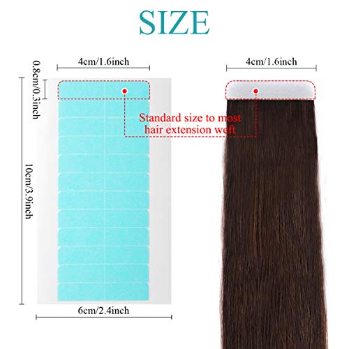 96 Pieza Cinta de Extensión de Pelo, Doble Cara Invisible Ultrarresistente Reemplazo Tape Adhesivas para Trama del Cabello y Extensión de Cabello