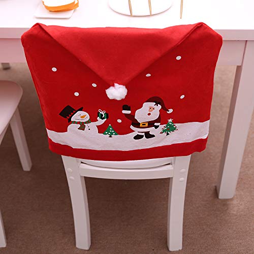 99AMZ Fundas para Silla de Comedor de Navidad – Cubierta De La Silla de Gorro de Papá Noel Articulo de Decoración de Mesa para Celebración Navidad – Accesorio de Adorno para Fiesta y Cena (6PCS)