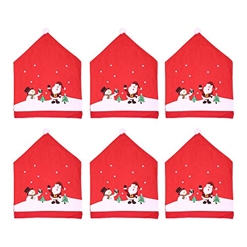 99AMZ Fundas para Silla de Comedor de Navidad – Cubierta De La Silla de Gorro de Papá Noel Articulo de Decoración de Mesa para Celebración Navidad – Accesorio de Adorno para Fiesta y Cena (6PCS)