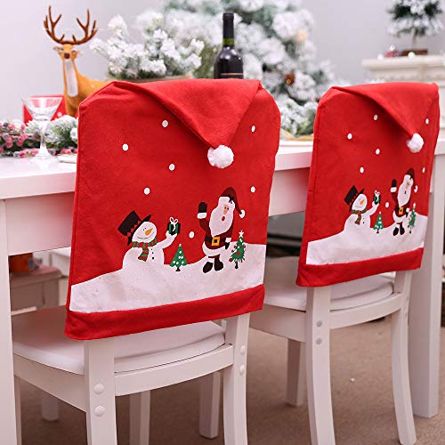 99AMZ Fundas para Silla de Comedor de Navidad – Cubierta De La Silla de Gorro de Papá Noel Articulo de Decoración de Mesa para Celebración Navidad – Accesorio de Adorno para Fiesta y Cena (6PCS)