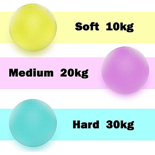 A Pelota Rehabilitacion Mano, Pelota Antiestres Pelotas Ejercicio Manos, Antiestres Ejercitar para Fisioterapia, Tratamiento de Manos, Alivio del estrés, 3 Niveles de Resistencia, 3 Colores