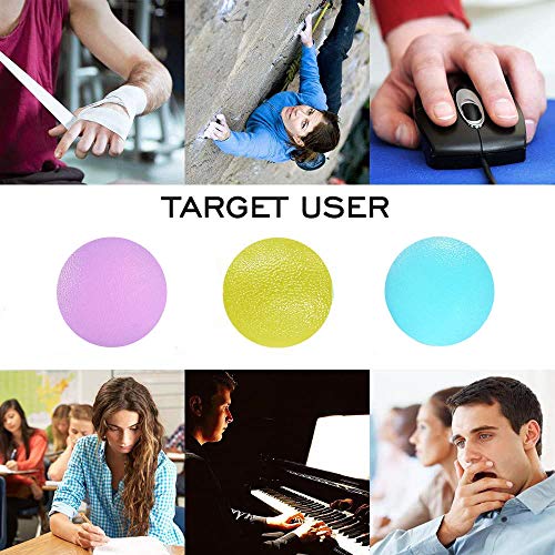 A Pelota Rehabilitacion Mano, Pelota Antiestres Pelotas Ejercicio Manos, Antiestres Ejercitar para Fisioterapia, Tratamiento de Manos, Alivio del estrés, 3 Niveles de Resistencia, 3 Colores