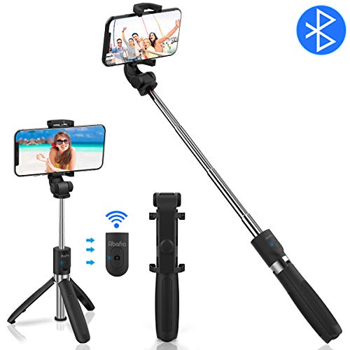 Abafia Bluetooth Palo Selfie, Selfie Stick Extensible Palo Selfie Trípode con Control Remoto 3 en 1 Monopie con Obturador Rotación de 360 Grados para iPhone/Samsung Galaxy/Huawei/Xiaomi (3.5”- 6.0”)