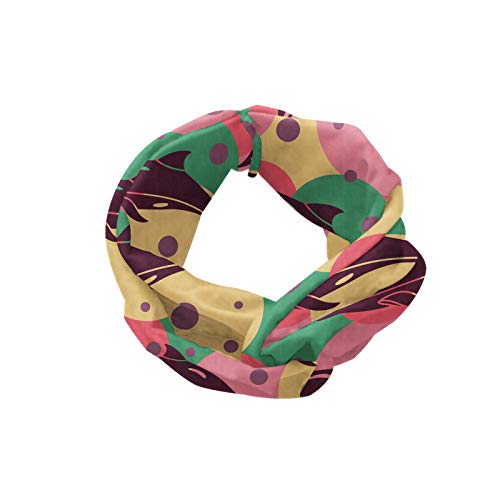 ABAKUHAUS Diadame Acuático, Banda Elástica y Suave para Mujer para Deportes y Uso Diario Los delfines bajo el agua Burbujas de colores Ilustración de mar del océano, Jade verde rosa secos