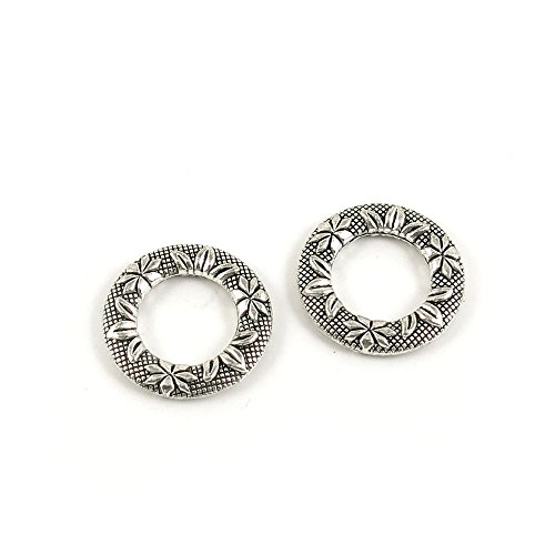 Abalorio de plata envejecida con diseño de círculo de Lifebuoy para manualidades y manualidades antique silver