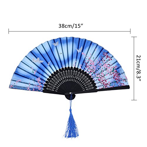 Abanicos de mano Hotop, diseño de bambú ahuecado con borlas, 2 unidades