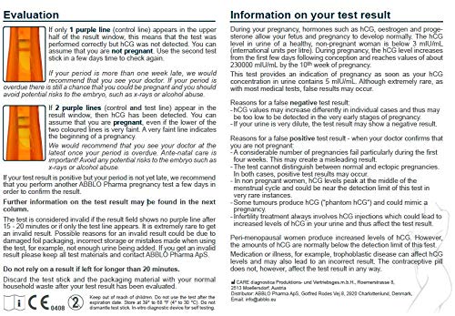 ABBLO Prueba de embarazo precoz (UK-DE) - 2 Prueba - 5 mlU/mL Sensibilidad - Prueba 7 días antes de tu período.