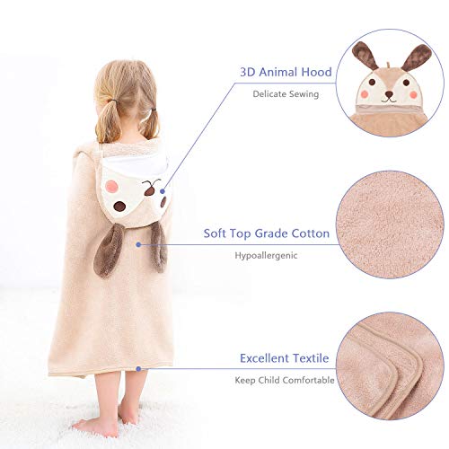 ABirdon Toalla Bebe de Baño con Capucha, 115x70 cm Suave Absorbente Capa Toalla de Baño para Bebé Infantil Niños y Niñas