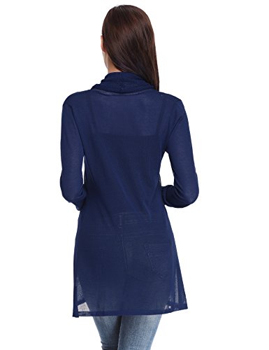 Abollria Cárdigan Largo Elegante con Manga Larga para Mujer Chaqueta de Punto Ligero y Delgada con Transparencia Rebeca Frente Abierto para Primavera y Verano