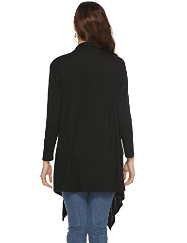 Abollria Cárdigan Mujer Largo Elegante Chaqueta de Punto Manga Larga Cárdigan Drapeado y Ligera con Frente Abierto Rebecas Dobladillo Irregular para Primavera Verano Otoño