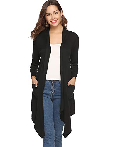Abollria Cárdigan Mujer Largo Elegante Chaqueta de Punto Manga Larga Cárdigan Drapeado y Ligera con Frente Abierto Rebecas Dobladillo Irregular para Primavera Verano Otoño
