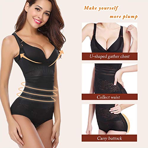 Abollria Faja Reductora Moldeadora Cintura Mujer Body Shaper Corsé sin Costuras Negro,XS