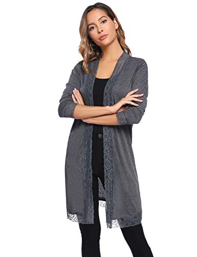Abollria Ladies Cárdigan de Manga Larga Casual para Mujer Chaqueta Ligero para Primavera y Verano