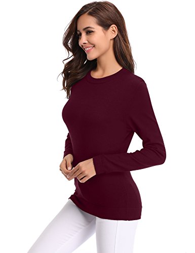 Abollria Suéter Elegante para Mujer Jerséy Clásico para Otoño Invierno Cuello Rotondo