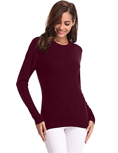 Abollria Suéter Elegante para Mujer Jerséy Clásico para Otoño Invierno Cuello Rotondo