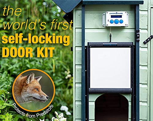 Abridor automático de puertas ChickenGuard® Extreme para gallinero apertura y cierre por horario ou sensor de luz más puerta autobloqueante de aluminio, puerta Pop Hole resistente a los depredadores