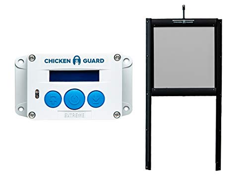 Abridor automático de puertas ChickenGuard® Extreme para gallinero apertura y cierre por horario ou sensor de luz más puerta autobloqueante de aluminio, puerta Pop Hole resistente a los depredadores