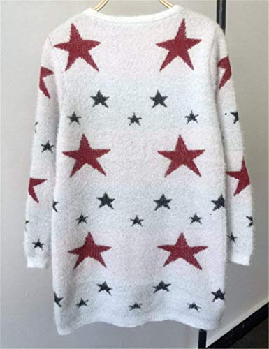 Abrigos Mujer Moda Anchas Ropa Labios Estampadas Manga Larga Chaqueta De Punto Elegantes Casuales Señora Termica De Punto Cardigan Chaqueta Otoño Invierno (Color : Rot, Size : One Size)