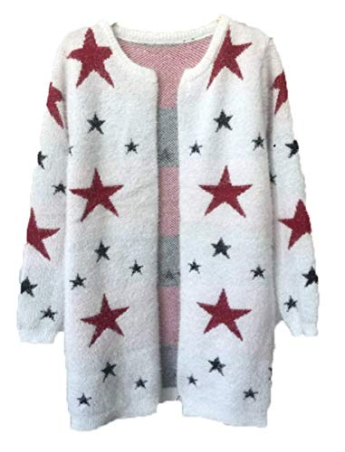 Abrigos Mujer Moda Anchas Ropa Labios Estampadas Manga Larga Chaqueta De Punto Elegantes Casuales Señora Termica De Punto Cardigan Chaqueta Otoño Invierno (Color : Rot, Size : One Size)