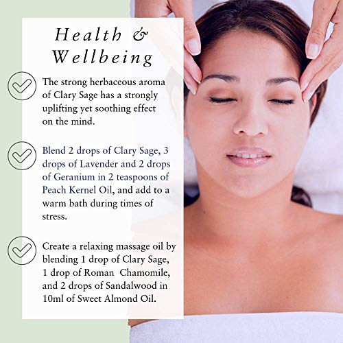 Absolute Aromas Aceite Esencial Salvia Sclarea 10ml - 100% puro, natural, sin diluyentes y libre de crueldad anima